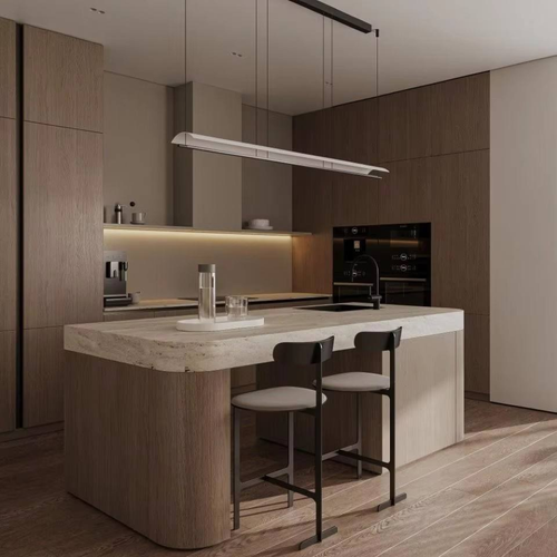 High Quality Luxury Modular Modern Eco-Friendly Fireproof Villa Kitchen Cabinet with Premium Faucet for Apartment and Dining Use