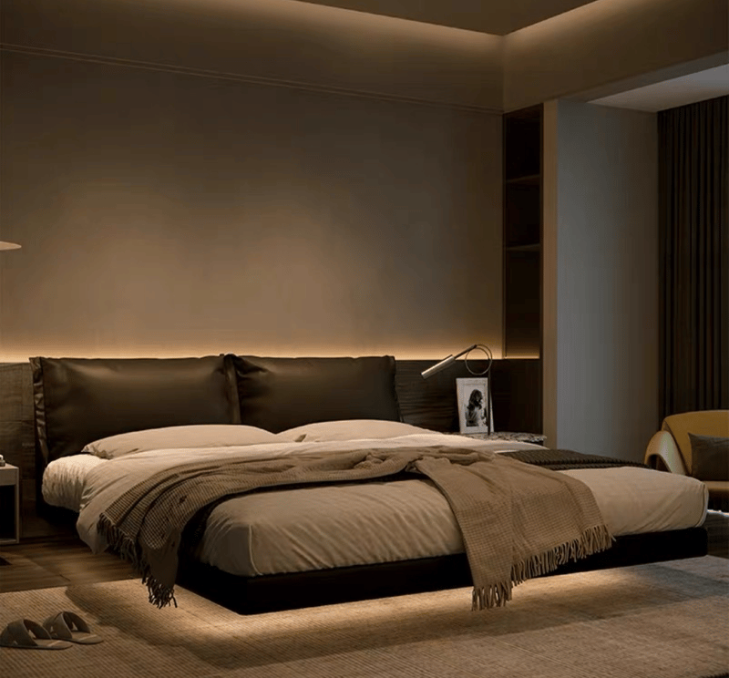 Luxury Modern Upholstered Bed with Padded Headboard – Elegant Bedroom Design