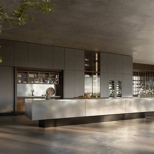 Smart Modular Kitchen Cabinet Solid Wood Light Color Powder Coating Modern Custom Environmental Friendly Villa Faucet Units