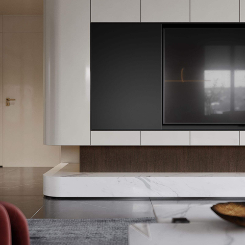 Modern TV Cabinet Custom TV Wall Unit White Lacquer Cabinet Fitted Living Room Furniture