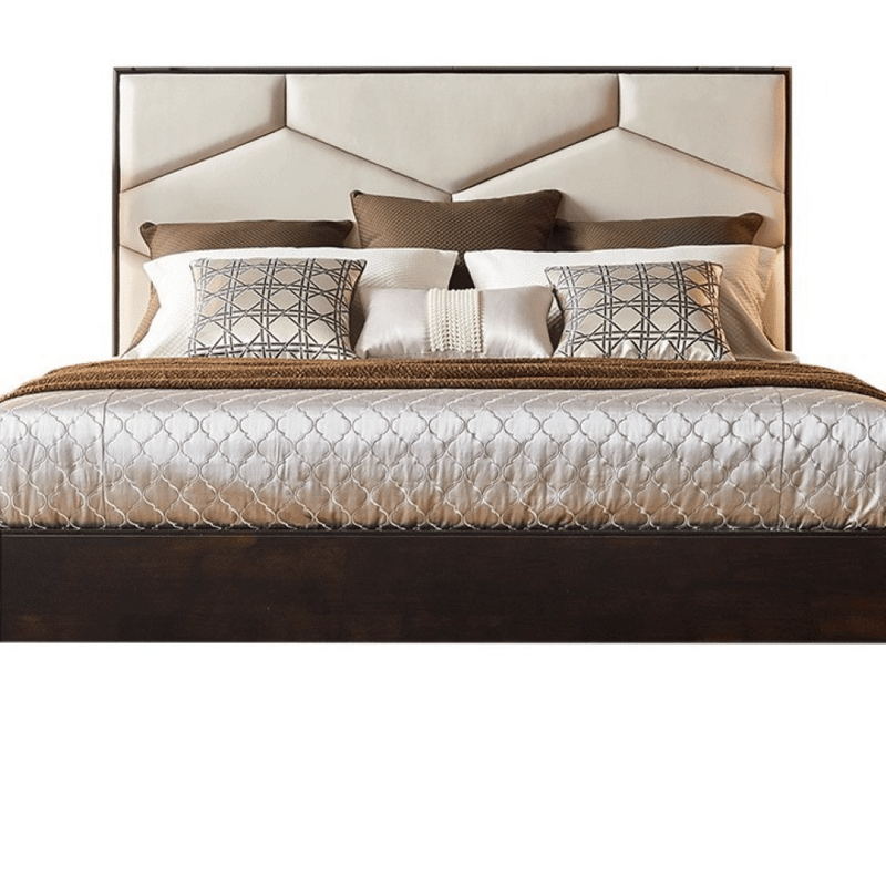 American Style Geometric Inset Leather Wedding Bed