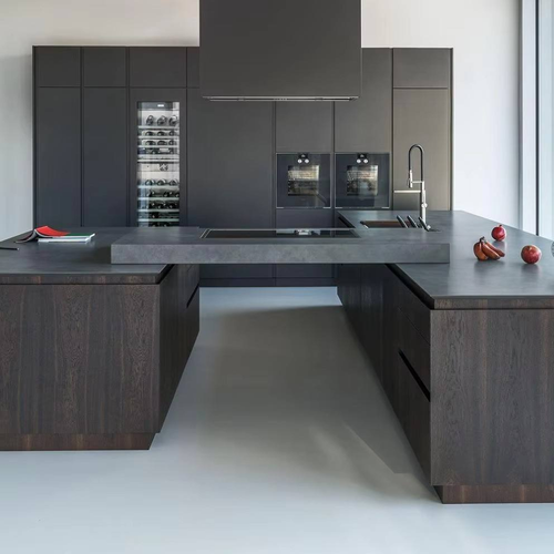 Design Wall Pantry Organiser & Island for Apartment & Villa Luxury Melamine Modular Kitchen Cabinets with Faucet