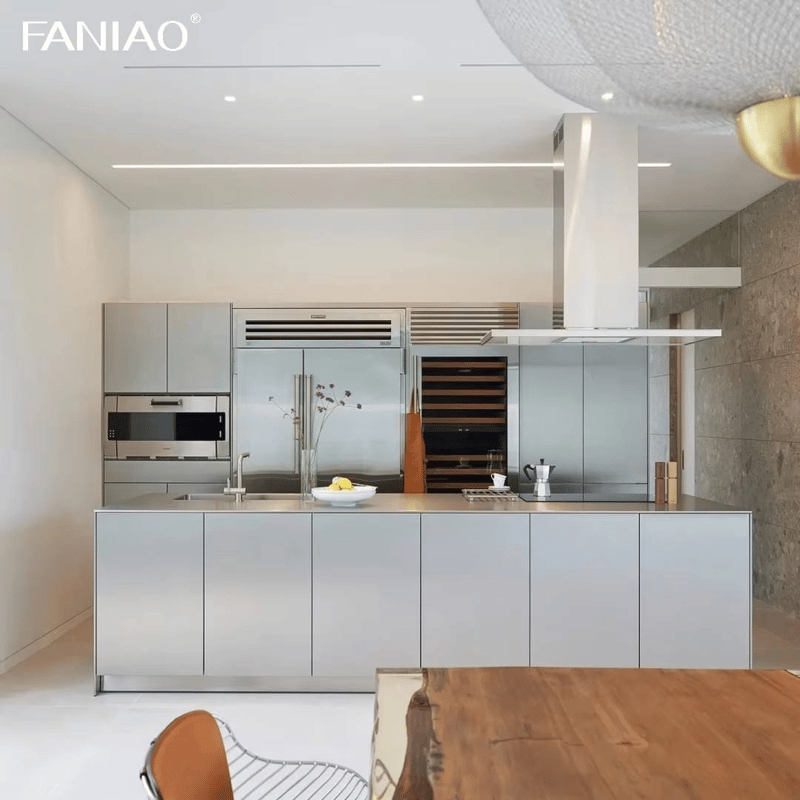  Hot Selling Modern Stainless Steel Waterproof Design for Modern Villa Kitchen Melamine Board Carcase Faucet Kitchen Cabinet