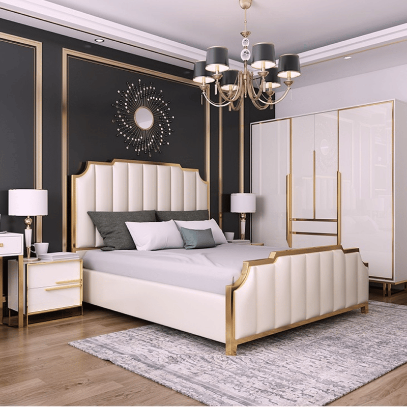سرير ماستر فاخر من الجلد الطبيعي بتصميم ما بعد الحداثة