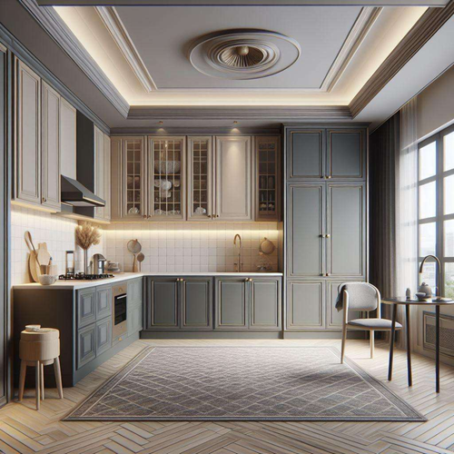 مجموعة أثاث مطبخ معياري كامل بتصميم حسب الطلب من المصنع، مع جزيرة وهيكل من الخشب المضغوط، ومجموعة أثاث غرفة طعام من الخشب الصلب للشقق