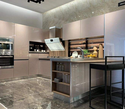 Smart Luxury Design Complete Custom Solid Wood Stainless Steel Environmental Friendly Modern Kitchen Cabinet Sink Faucet