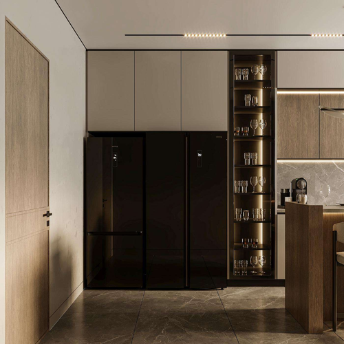 Customized Modern Natural Solid Wood Modular Kitchen Cabinets Melamine Board Faucet Luxury Villa Use Quartz Stone Countertop 5
