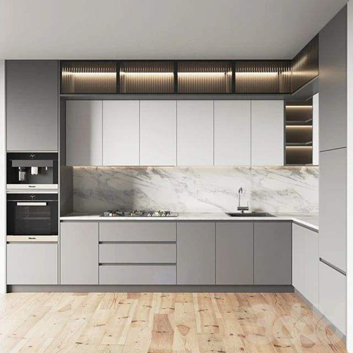 حديثة عالية اللمع رمادي لاك الانتهاء من خزائن المطبخ وحدات مخصصة MDF تصميم جديد لمعان عالية المطبخ حوض صنبور مفصل 