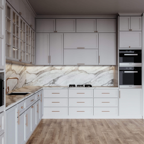 New Solid Wood Modular Eco-Friendly Kitchen Cabinet Set Melamine Board Faucet for Apartment Dining Rooms Modern Design