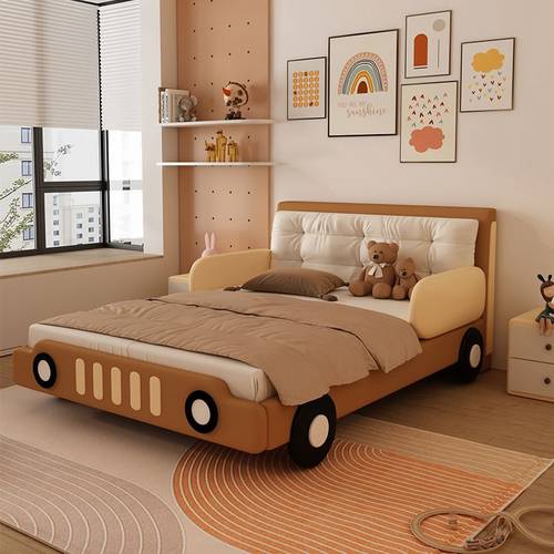 Vintage Style Dusty Pink Kids Car Bed with Integrated Safety Side Guards