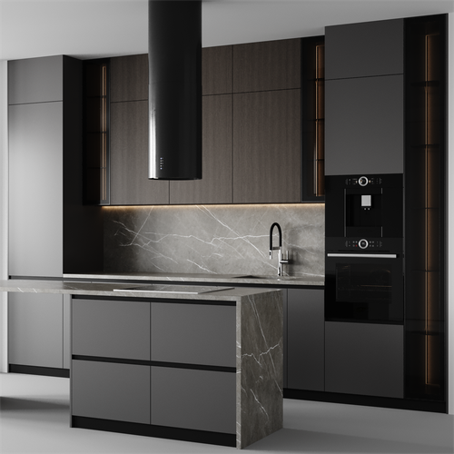 Custom Melamine Board Modular Kitchen Cabinets Ready to Assemble for Apartments with Faucet & Hinge Accessories