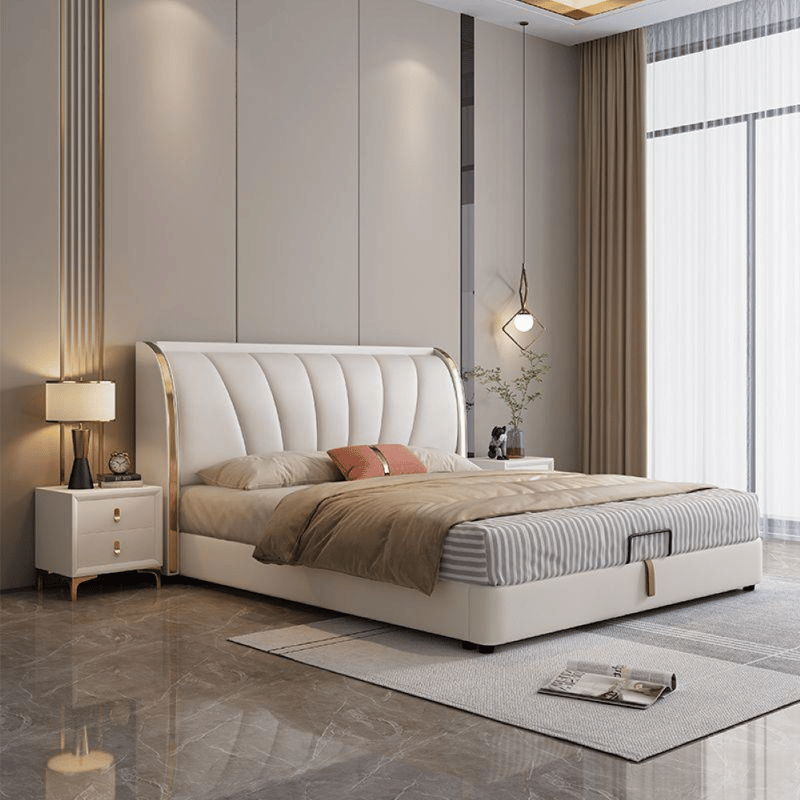 سرير من القماش التقني الفاخر بتصميم حديث وبسيط