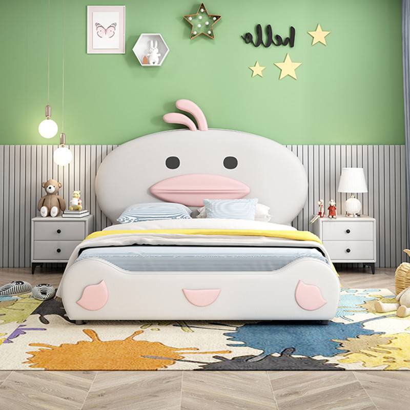 سرير أطفال وغرف نوم مودرن بتصميم البطة الصفراء اللطيفة مبطن بالكامل