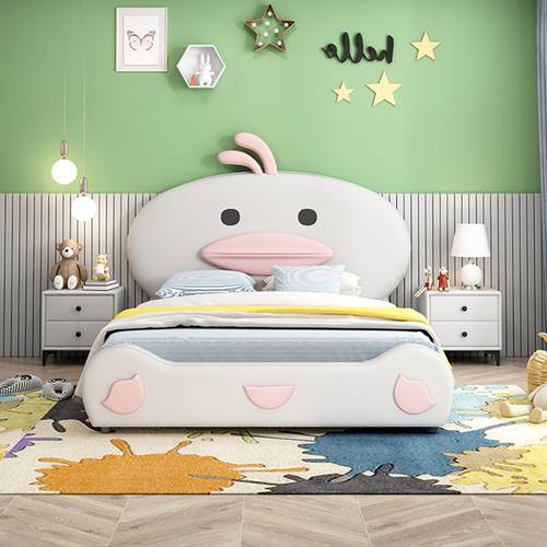 سرير أطفال وغرف نوم مودرن بتصميم البطة الصفراء اللطيفة مبطن بالكامل