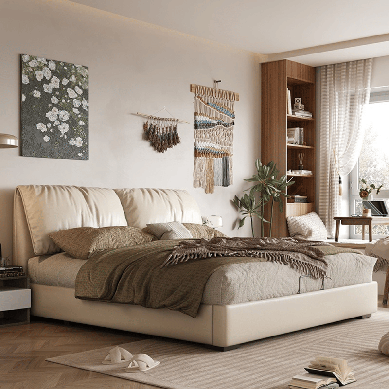 سرير ماستر من الجلد الطبيعي بتصميم آذان الفيل الاسكندنافي