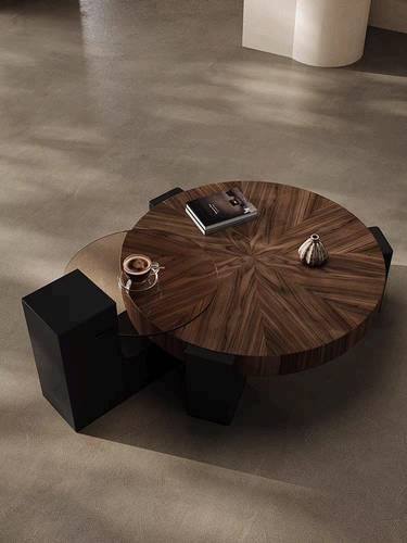 Luxury Round Coffee Table with Elegant Wooden Modern Design