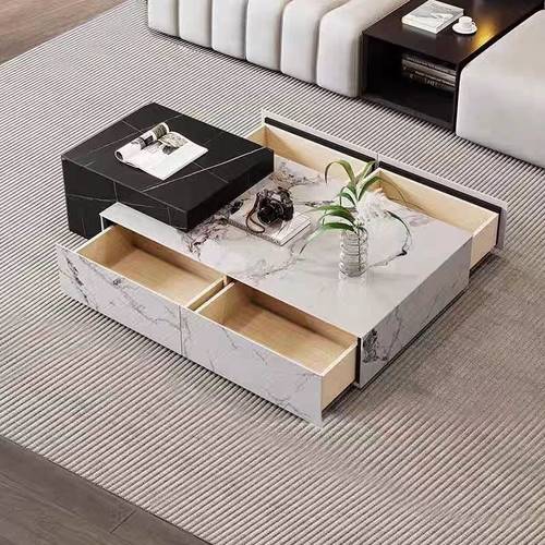 Luxury Extendable Marble Coffee Table with Modern Design