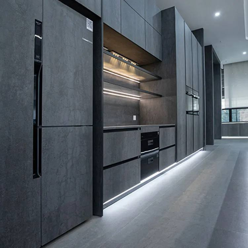 Modern Light Luxury Complete Open Kitchen Cabinet Waterproof Aluminum Alloy Carcase for Dining for Villa Projects