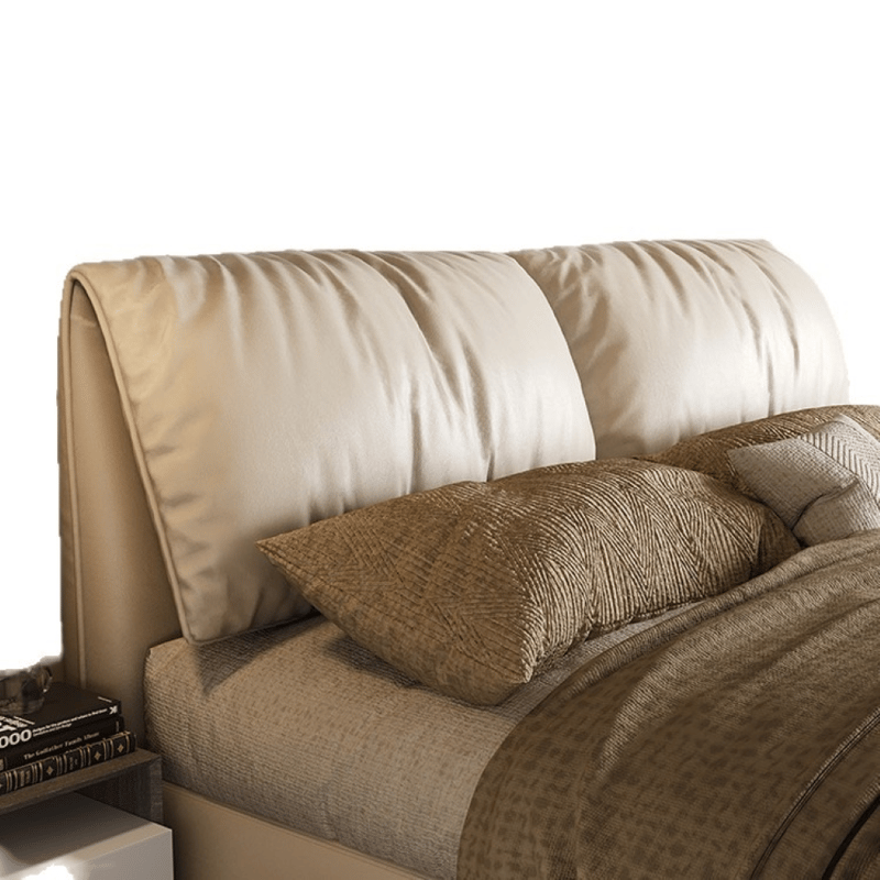 Cozy Nordic Elephant Ear Loose Pillow Top-Grain Leather Bed