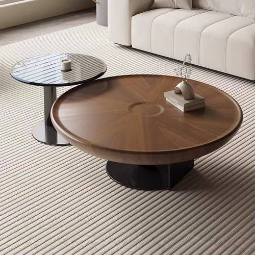 Luxury Coffee Table Set with Natural Walnut Finish