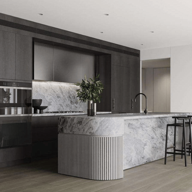 Custom Modern Kitchen Cabinets Glass Door Plywood Carcase Marble/Laminate Wood Veneer Pantry Design for Dining for Australian