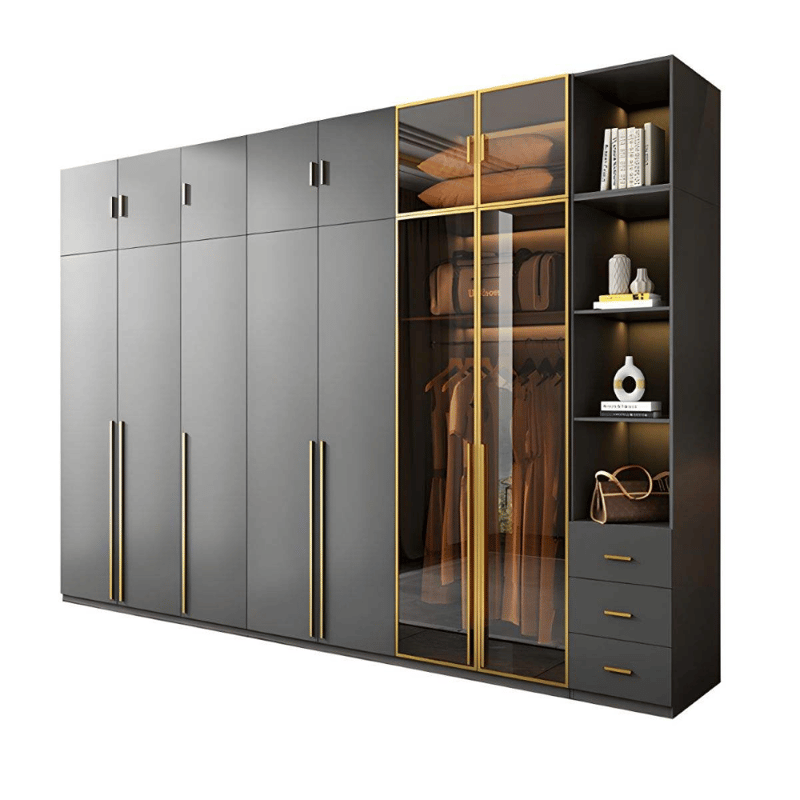Modern Wooden Panel Wardrobe Cabinet Armoire for Bedroom Apartment Hotel