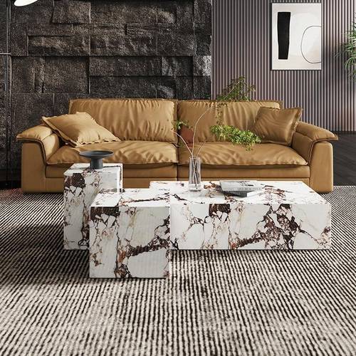 Luxury Modern Stone Coffee Table Set