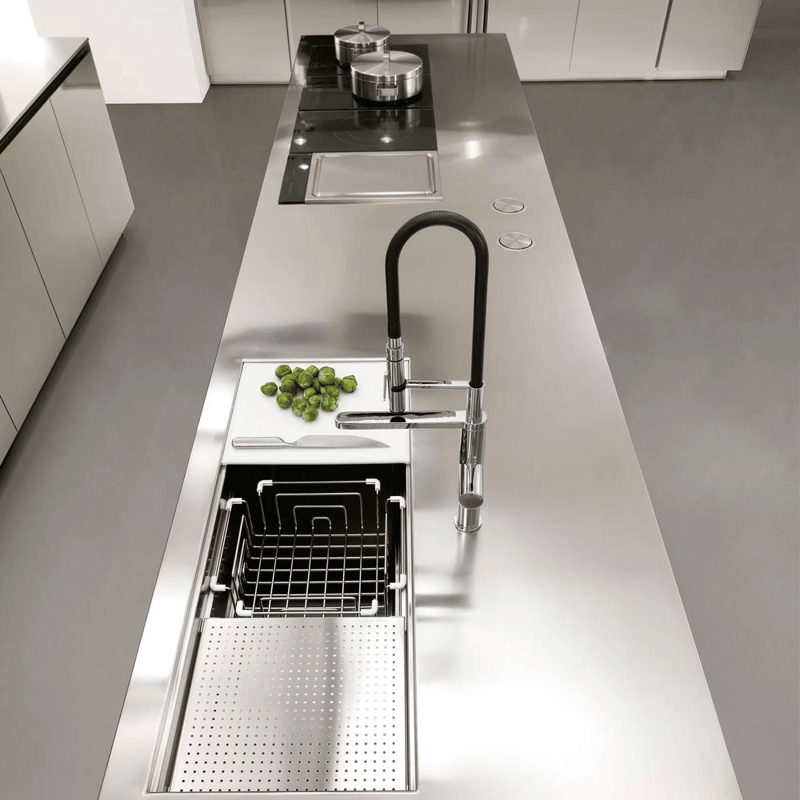 Modern Modular Eco-Friendly Smart Customization Acrylic Door Panel Surface Treatment Stainless Steel Apartment Kitchen Cabinet