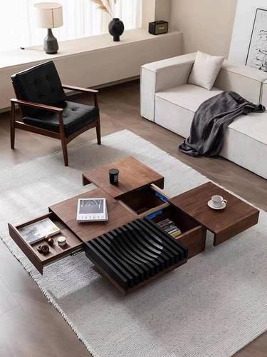 Luxury Geometric Coffee Table with Elegant Wooden Finish