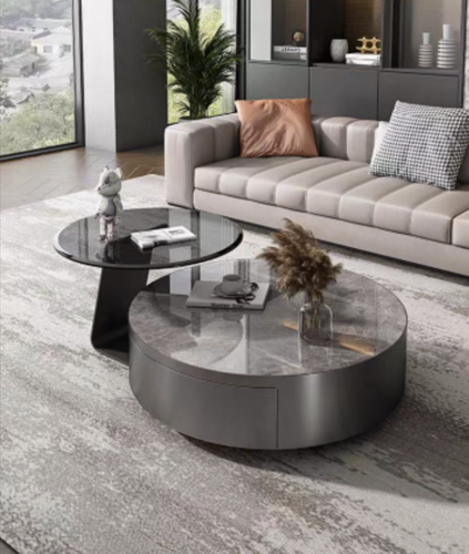 Luxury Coffee Table Set with Stainless Steel Base and Modern Design