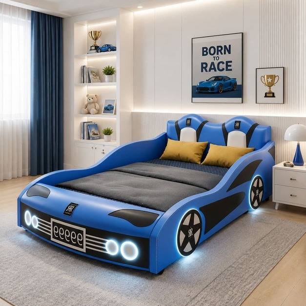 سرير أطفال مودرن بتصميم سيارة سباق رياضية فاخرة
