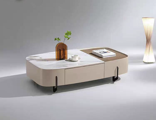 Modern Coffee Table with Soft Marble Details
