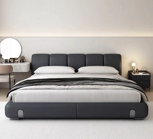 Luxury Modern Upholstered Bed with Padded Headboard – Elegant Bedroom Design