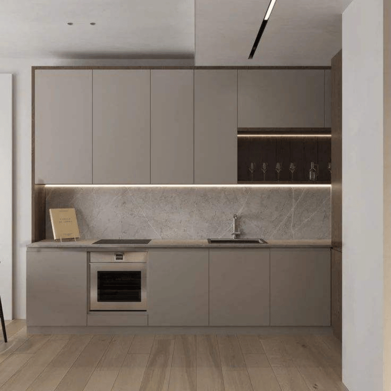 حديثة عالية اللمع رمادي لاك الانتهاء من خزائن المطبخ وحدات مخصصة MDF تصميم جديد لمعان عالية المطبخ حوض صنبور مفصل 