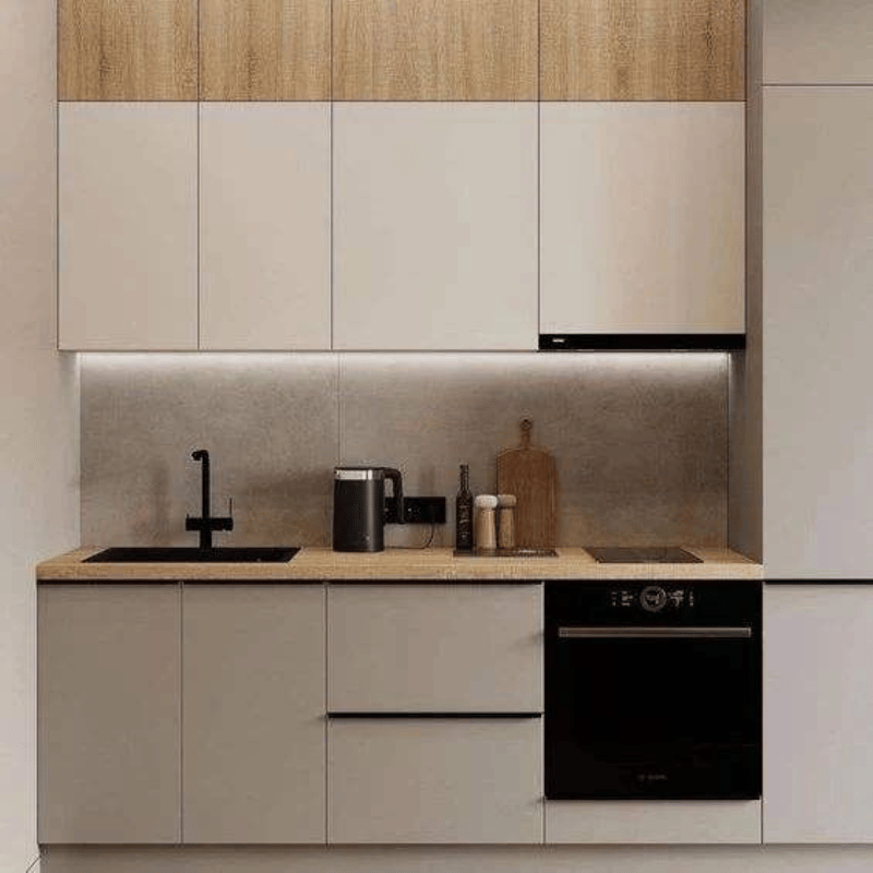 حديثة عالية اللمع رمادي لاك الانتهاء من خزائن المطبخ وحدات مخصصة MDF تصميم جديد لمعان عالية المطبخ حوض صنبور مفصل 