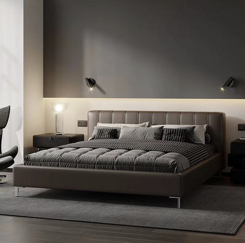 Luxury Modern Upholstered Bed with Soft Padded Headboard – Elegant Bedroom Design