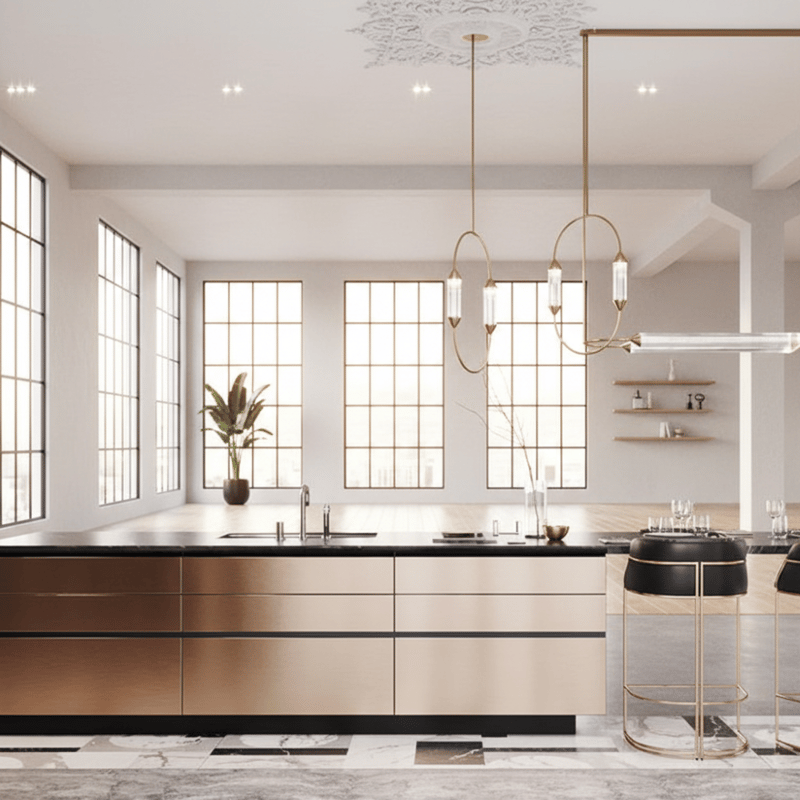 Custom Modern Luxury Marble Lacquer with Double Sink Solid Wood MDF PVC Door Finish for Dining Apartment Use Kitchen Cabinet