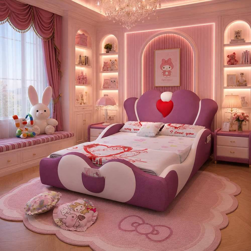 سرير أطفال أميرات ناعم بتصميم كرتوني مبهج