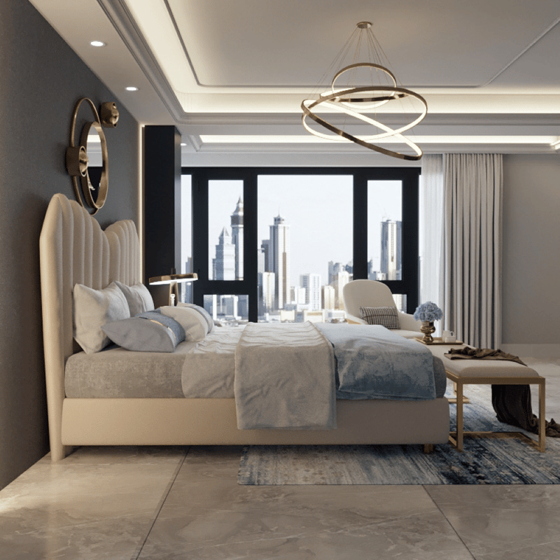 سرير أميرات منجد بالقماش بتصميم آذان الأرنب اللطيفة للأطفال
