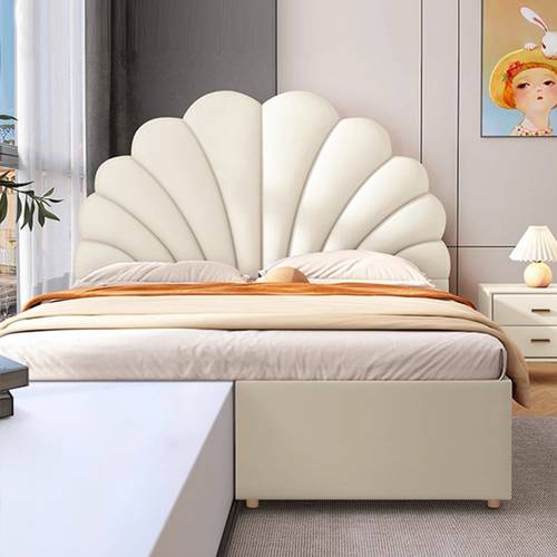 Modern Shell Petal Kids Bed - Premium Leather Upholstered Platform Bed with Storage