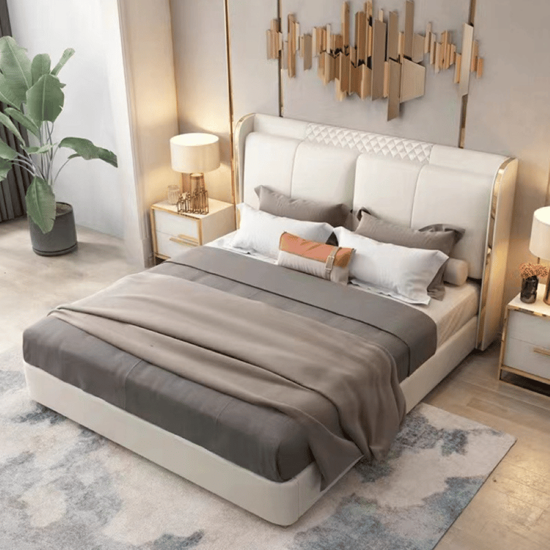 Modern American Style Tufted Slat Support Master Bed