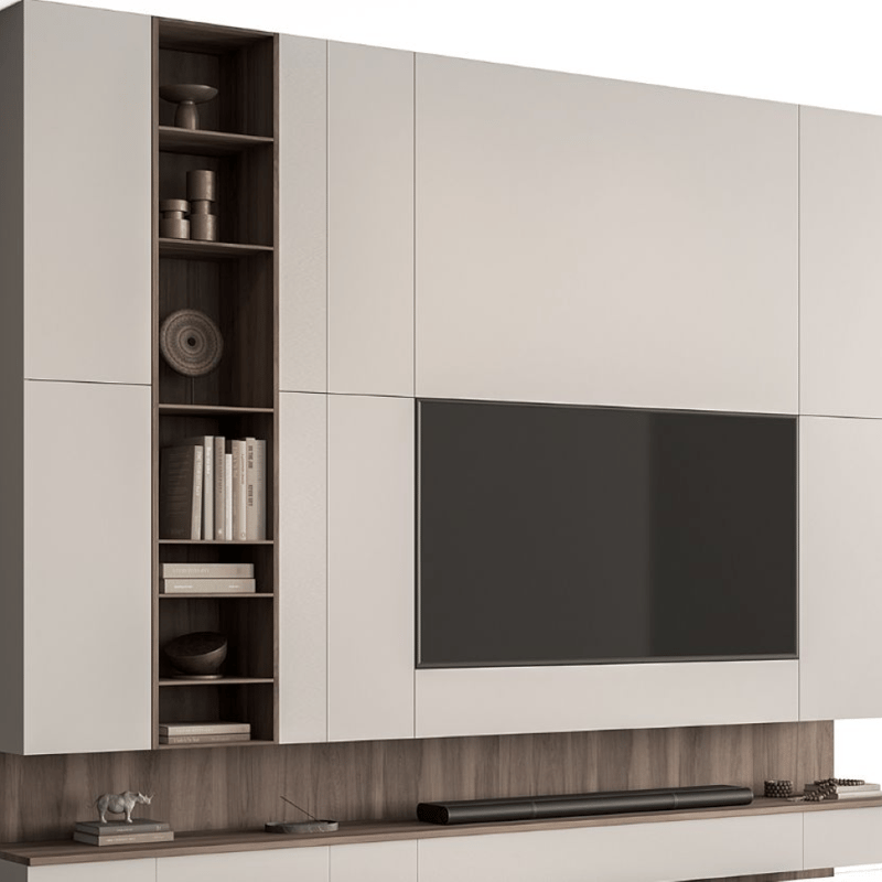وحدة حائطية للتلفزيون بتصميم عصري، أثاث غرفة معيشة، حامل تلفزيون خشبي حديث