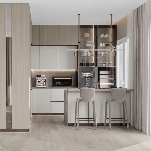 Custom Modern Shaker Small Melamine Kitchen Cabinet with Smart Home Accessories for Home and Kitchen Storage