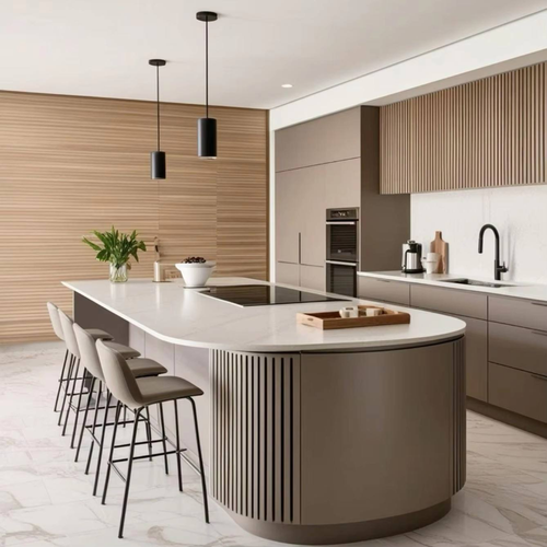 Customized Eco-Friendly Contemporary Oak Cherry Solid Wood Modular Dining & Kitchen Cabinets with Faucet Accessories