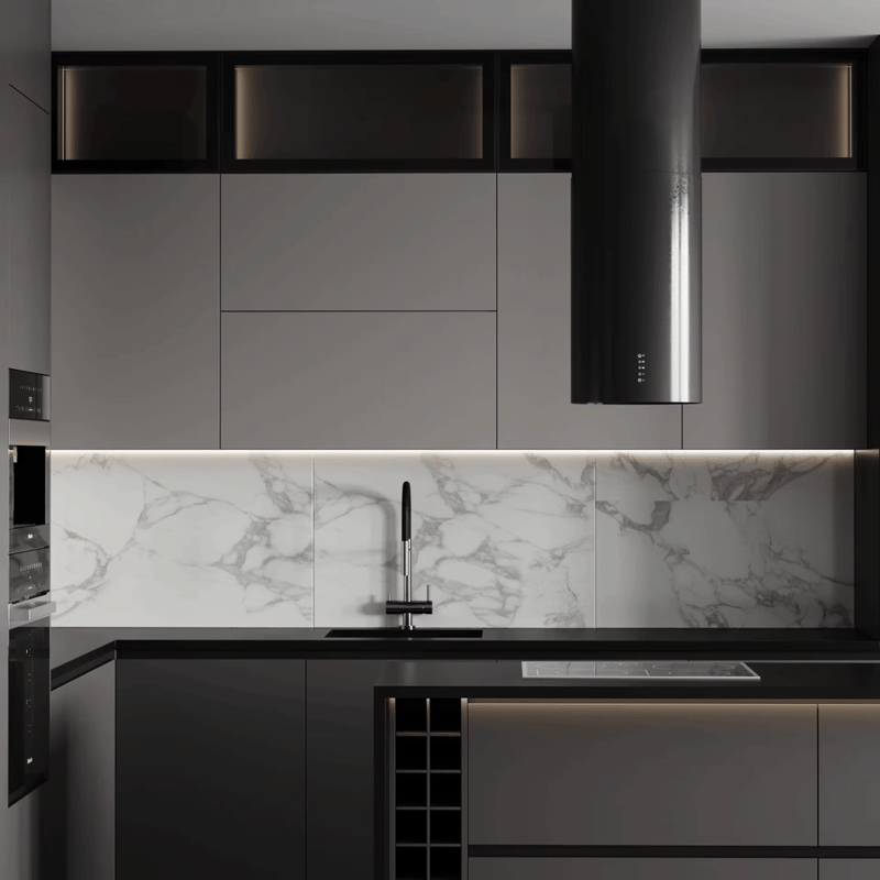 Custom Modern Modular Melamine Wooden Eco-Friendly Kitchen Cabinet Ready Assemble Complete Sets Acrylic Countertop Faucet Hinge