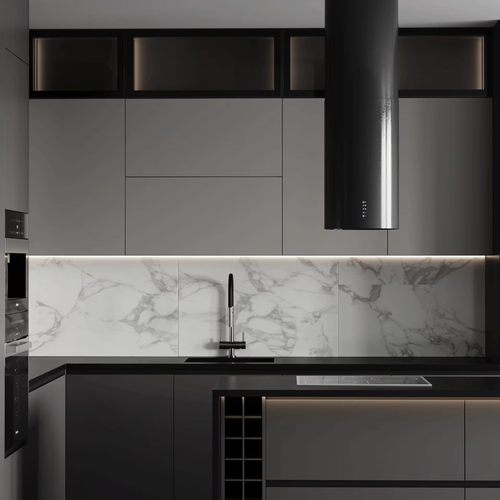 Custom Modern Modular Melamine Wooden Eco-Friendly Kitchen Cabinet Ready Assemble Complete Sets Acrylic Countertop Faucet Hinge