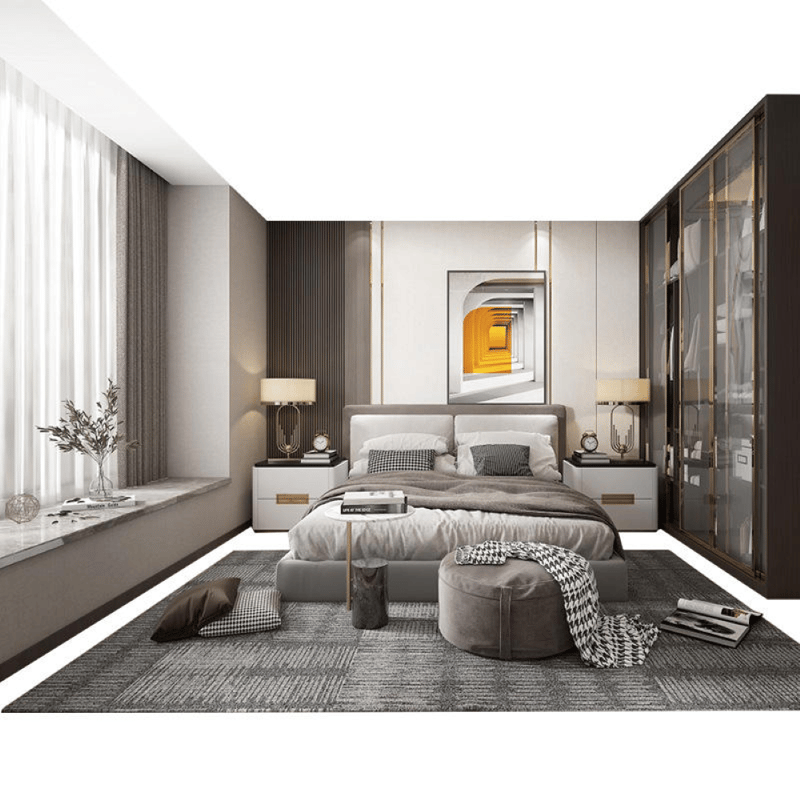 Custom Modern Walk-in Closet With Jewelry Storage Cabinet Wood Veneer Finished Doors