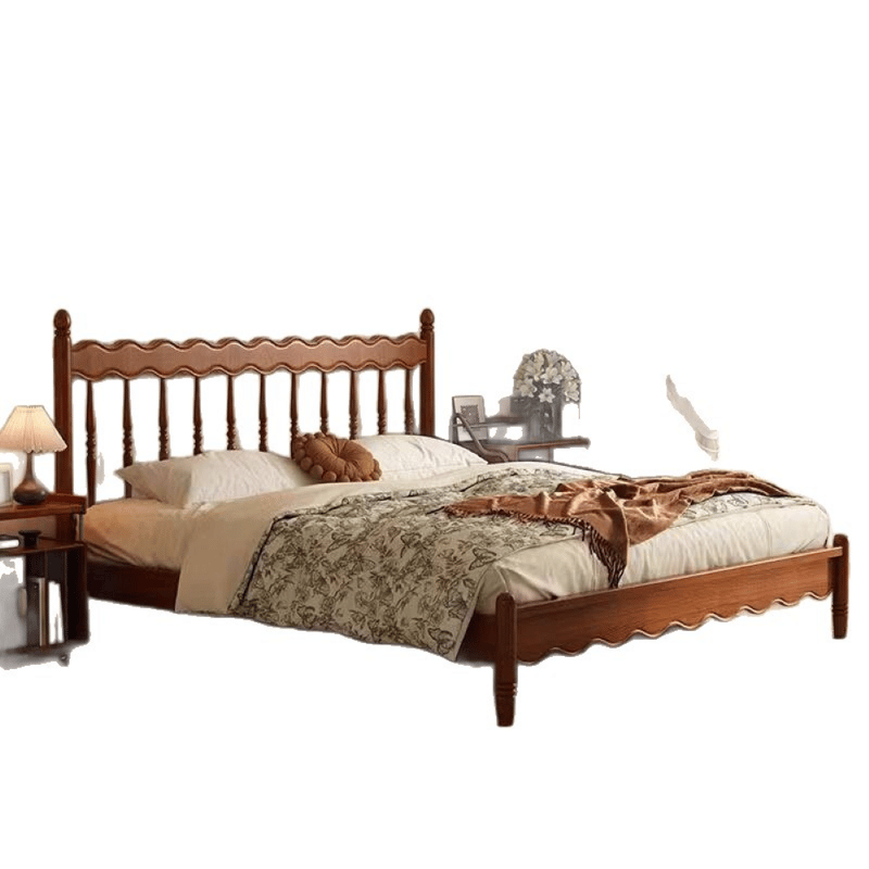 French Modern Minimalist Dual-Pillow Upholstered Bed