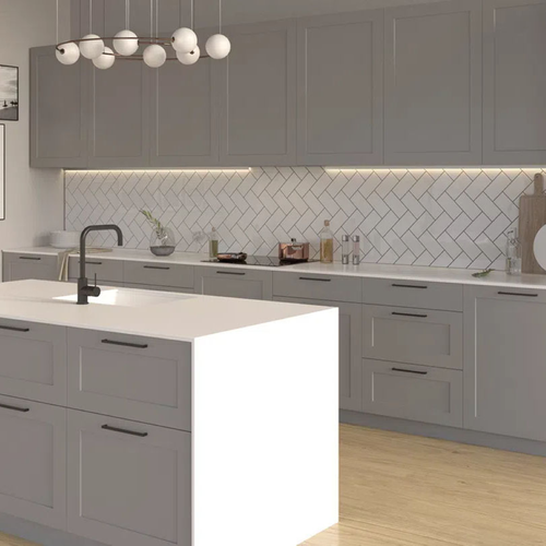 Modern ready-to-assemble kitchen cabinets with sink, white kitchen cabinet with island