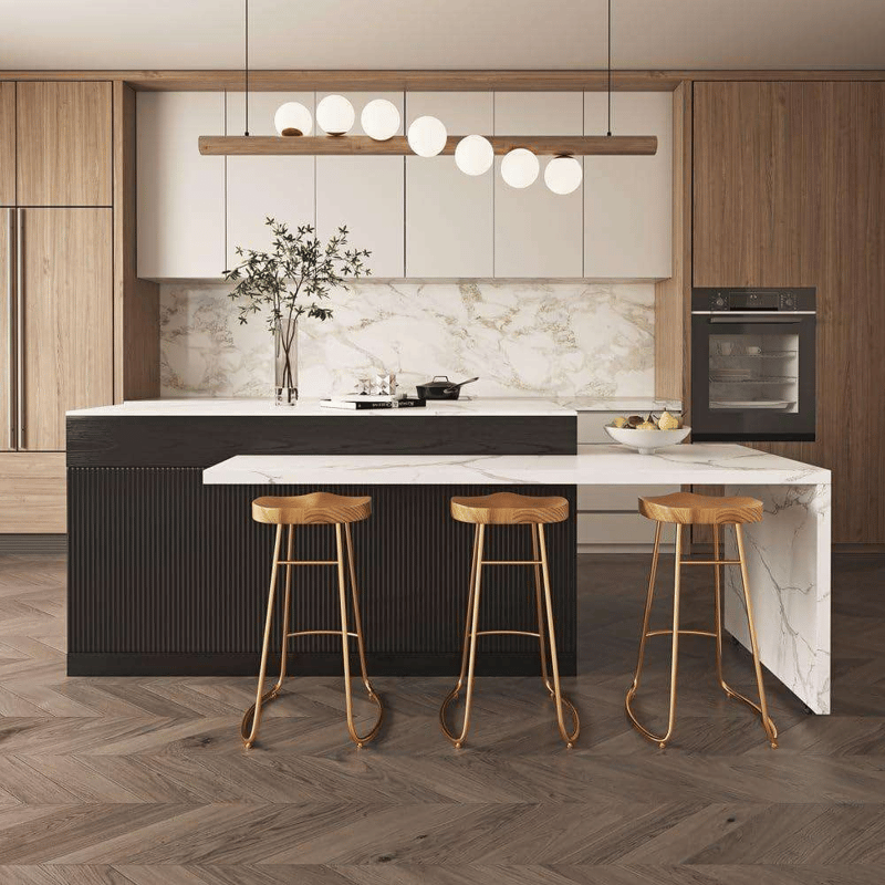 Modern Full Wall Unit Eco-Friendly High Gloss Solid Wood Kitchen Cabinet with Faucet for Apartment Dining